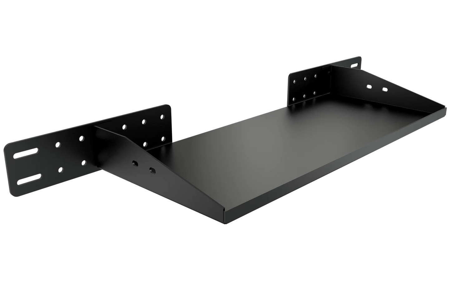 Racesims black powder coated metal shelf with adjustable mounting brackets integrated PC stand for sim rig for cockpit use
