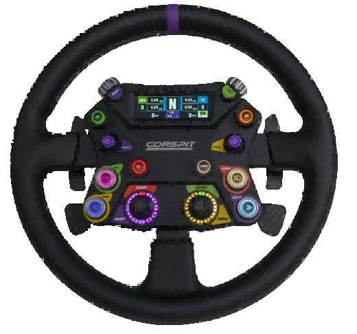 Conspit 300GT Champion Edition sim racing steering wheel with telemetry display and anodised rotaries