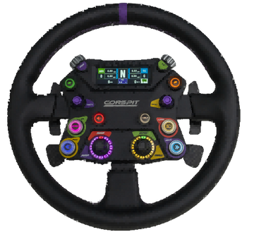 Conspit 300GT Champion Edition sim racing steering wheel with telemetry display and anodised rotaries