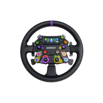 CONSPIT 310 APEX racing wheel featuring vibrant buttons and a sleek design for immersive racing experiences