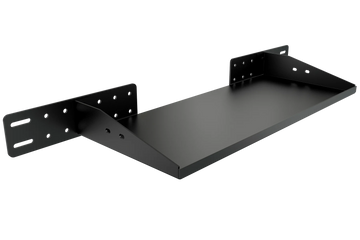 Racesims black powder coated metal shelf with adjustable mounting brackets integrated PC stand for sim rig for cockpit use